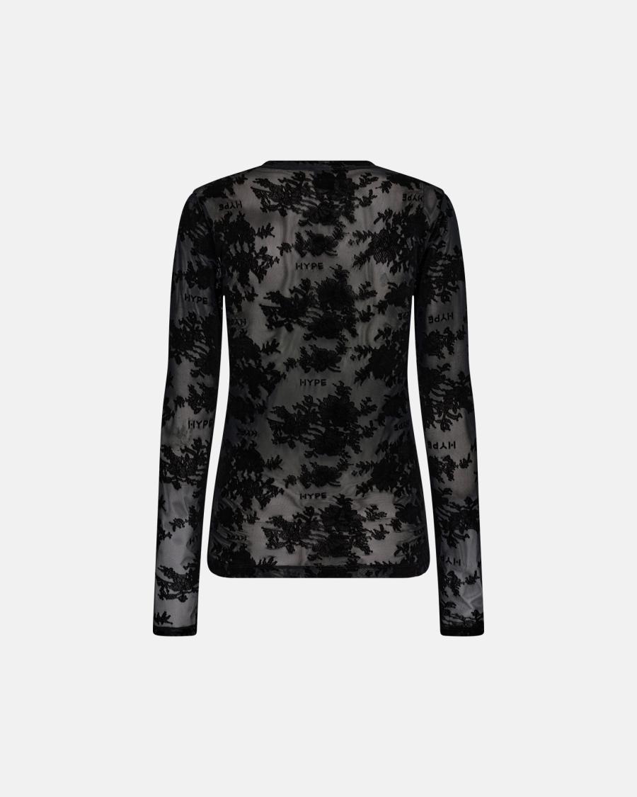 Logo Lace Blouse - Black -Hype the Detail