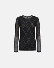Logo Mesh Blouse - Black -Hype the Detail