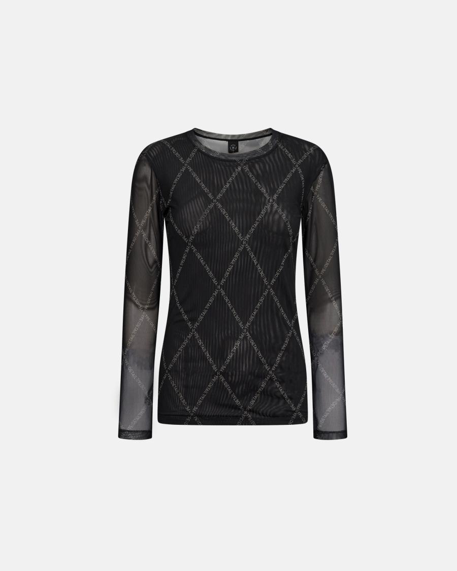Logo Mesh Blouse - Black -Hype the Detail