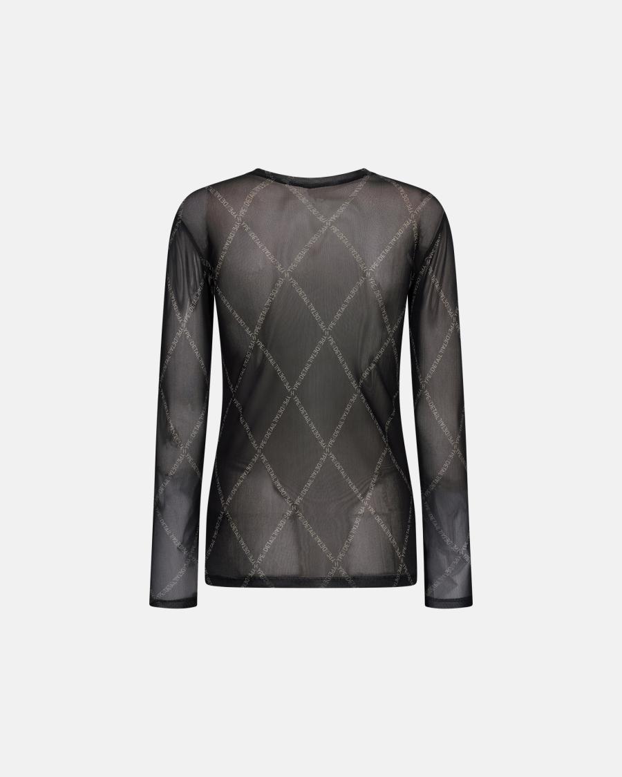 Logo Mesh Blouse - Black -Hype the Detail