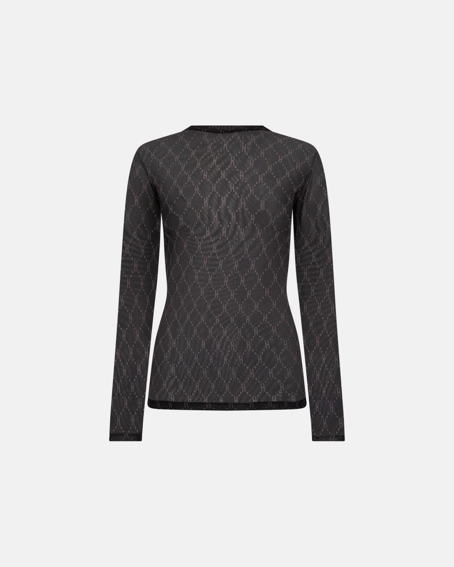 Logo Mesh Blouse - Black -Hype the Detail