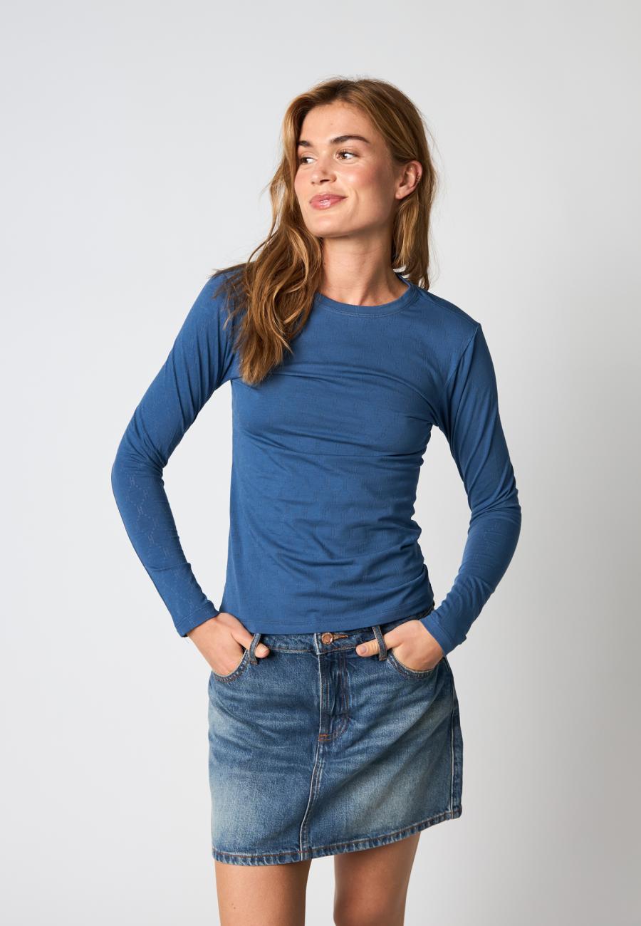 Logo Burn-out Blouse - Blue -Hype the Detail