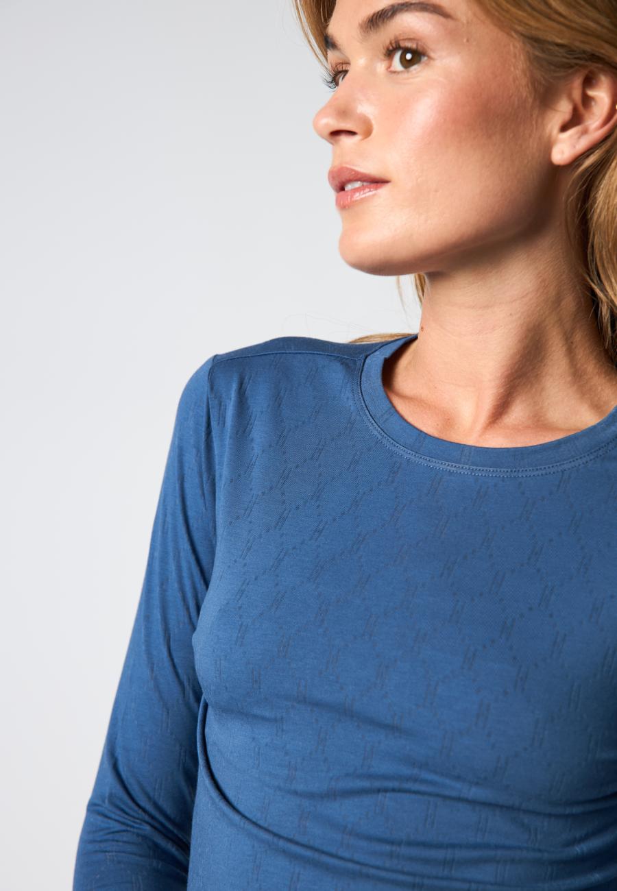 Logo Burn-out Blouse - Blue -Hype the Detail