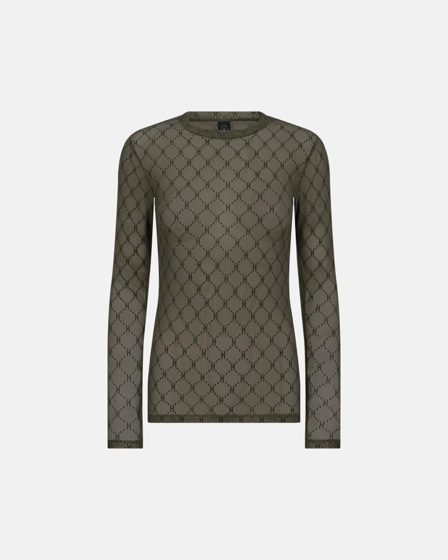 Logo Mesh Blouse - Green -Hype the Detail