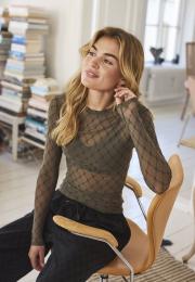 Logo Mesh Blouse - Green -Hype the Detail