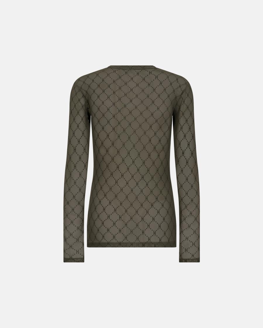 Logo Mesh Blouse - Green -Hype the Detail