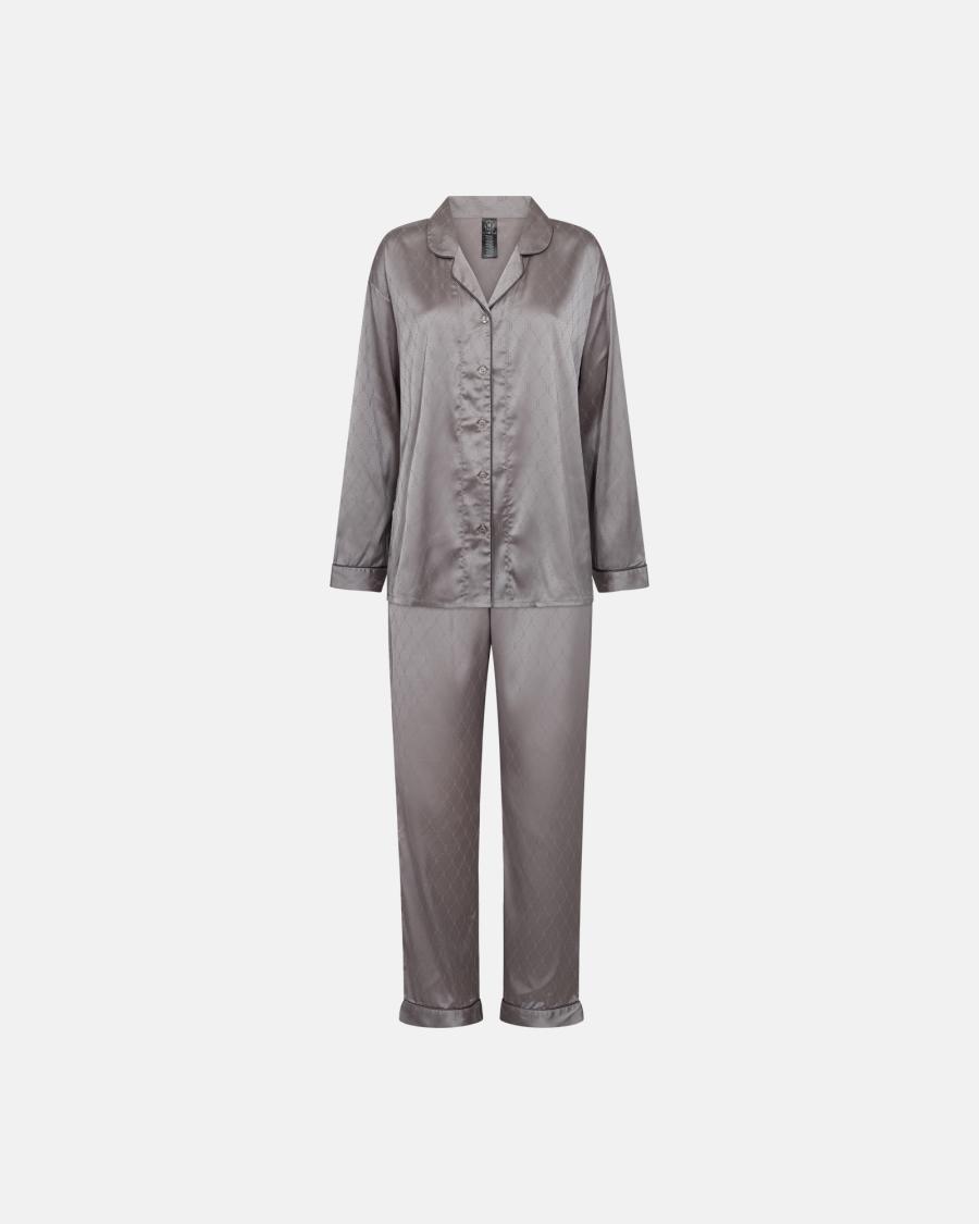 Logo Satin Pyjamas - Grey -Hype the Detail