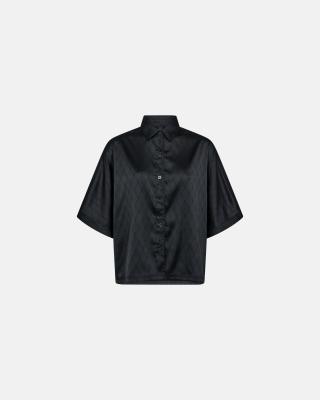 Logo Satin Blouse - Black -Hype the Detail