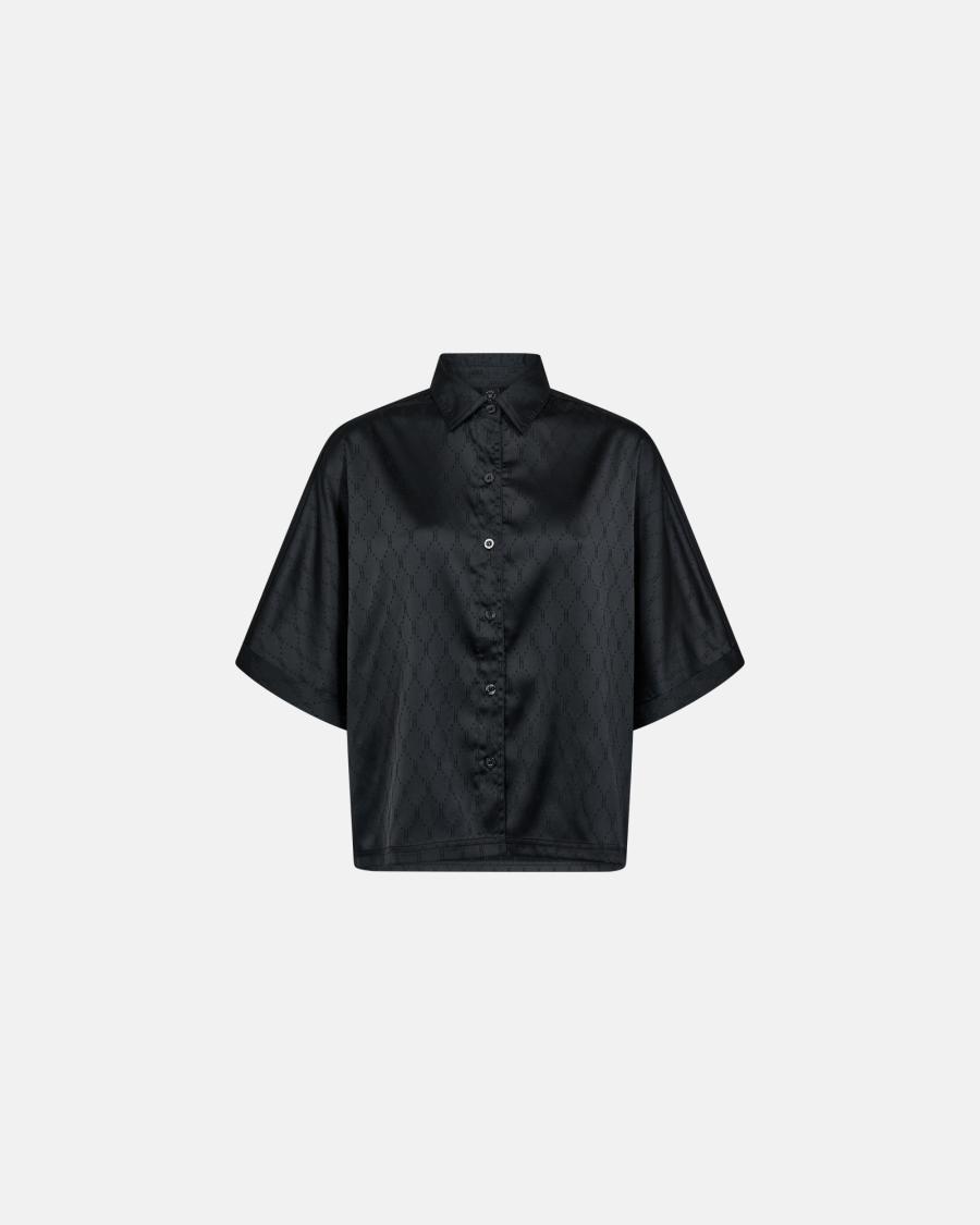 Logo Satin Blouse - Black -Hype the Detail