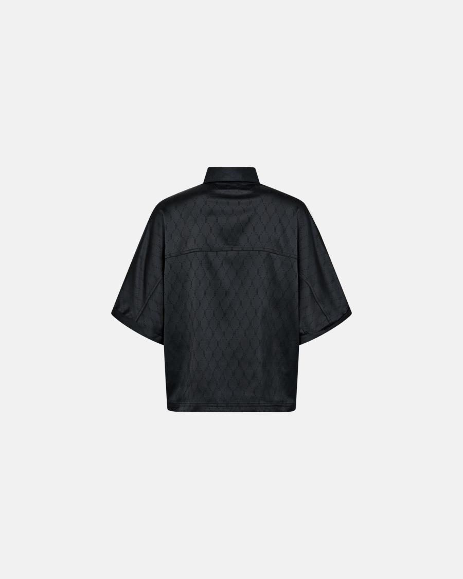 Logo Satin Blouse - Black -Hype the Detail