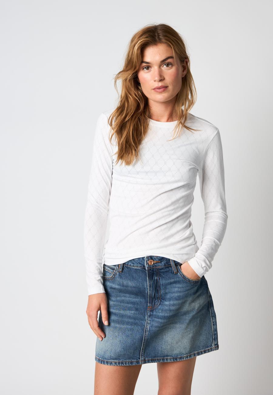 Logo Burn-out Blouse - White -Hype the Detail