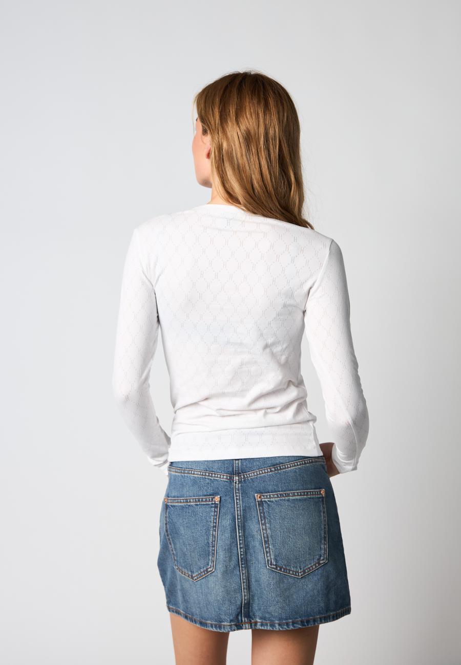 Logo Burn-out Blouse - White -Hype the Detail