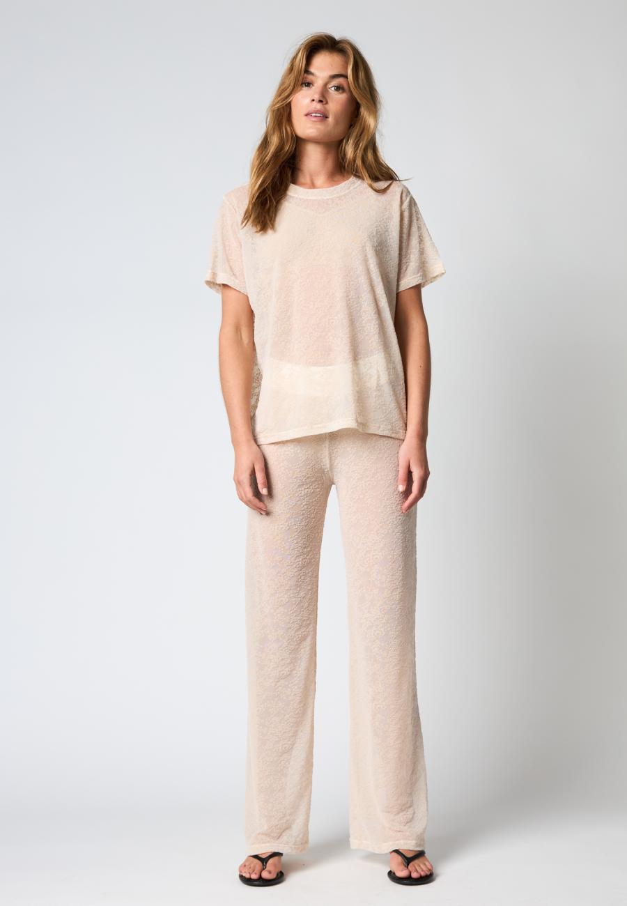 Lace Oversized T-Shirt - Powder -Hype the Detail