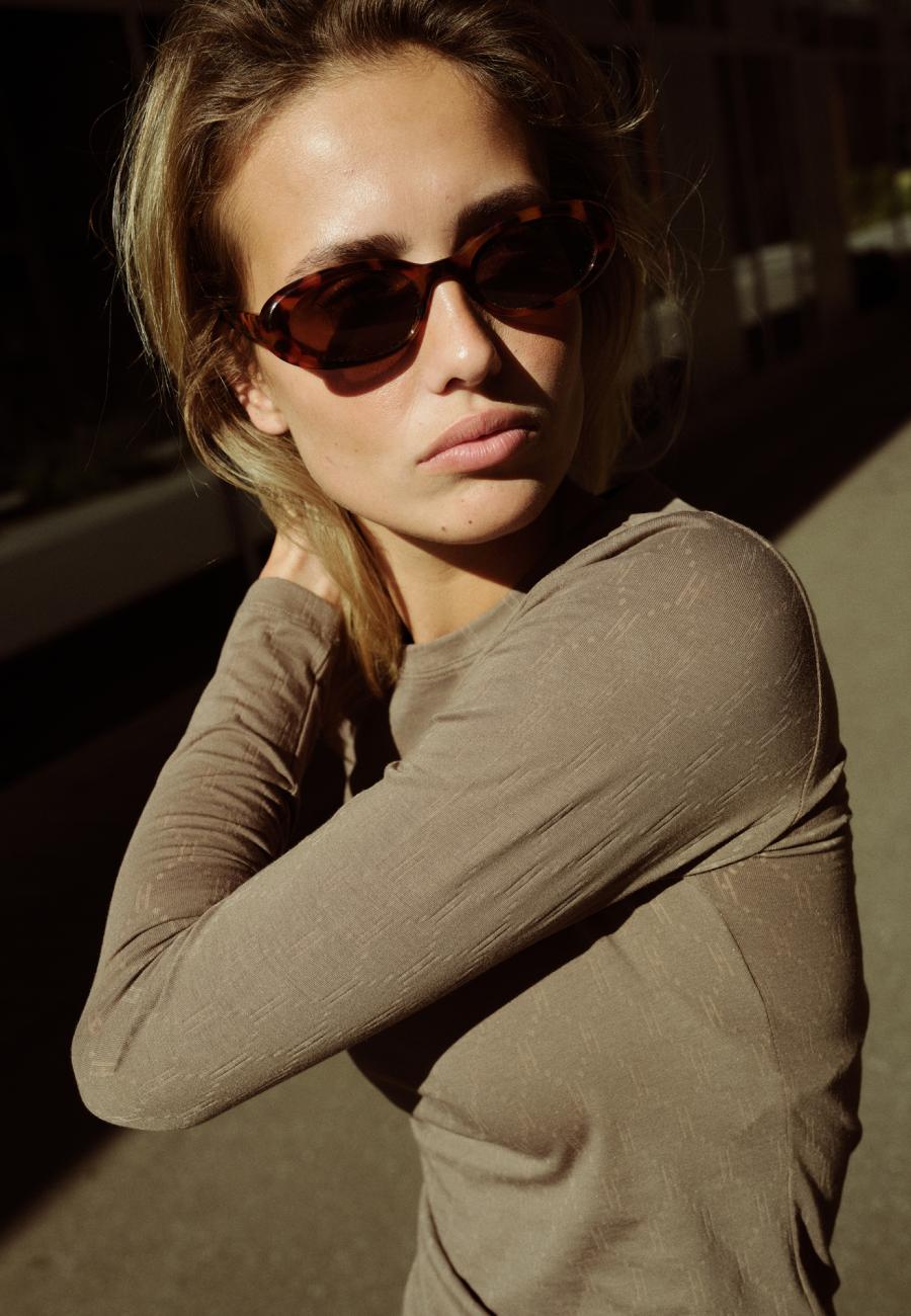 Logo Burn-out Blouse - Brown -Hype the Detail