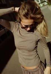 Logo Burn-out Blouse - Brown -Hype the Detail