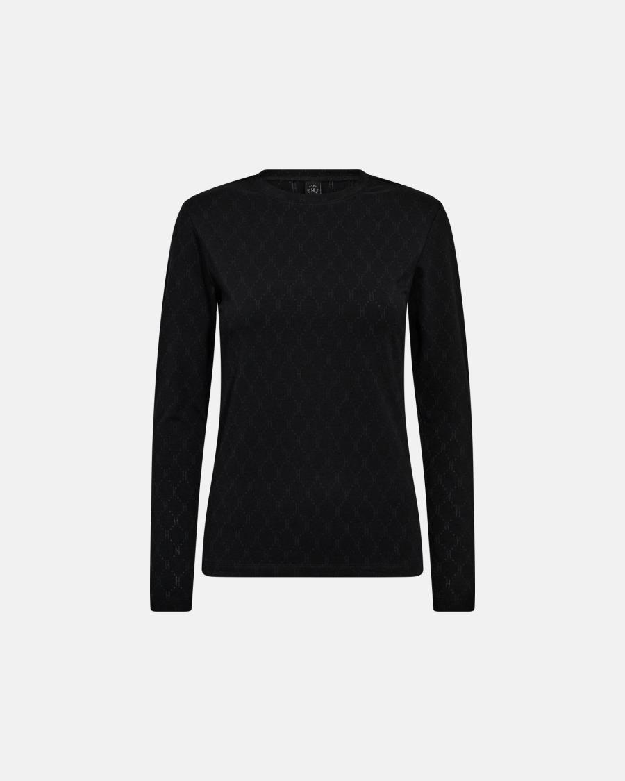 Logo Burn-out Blouse - Black -Hype the Detail