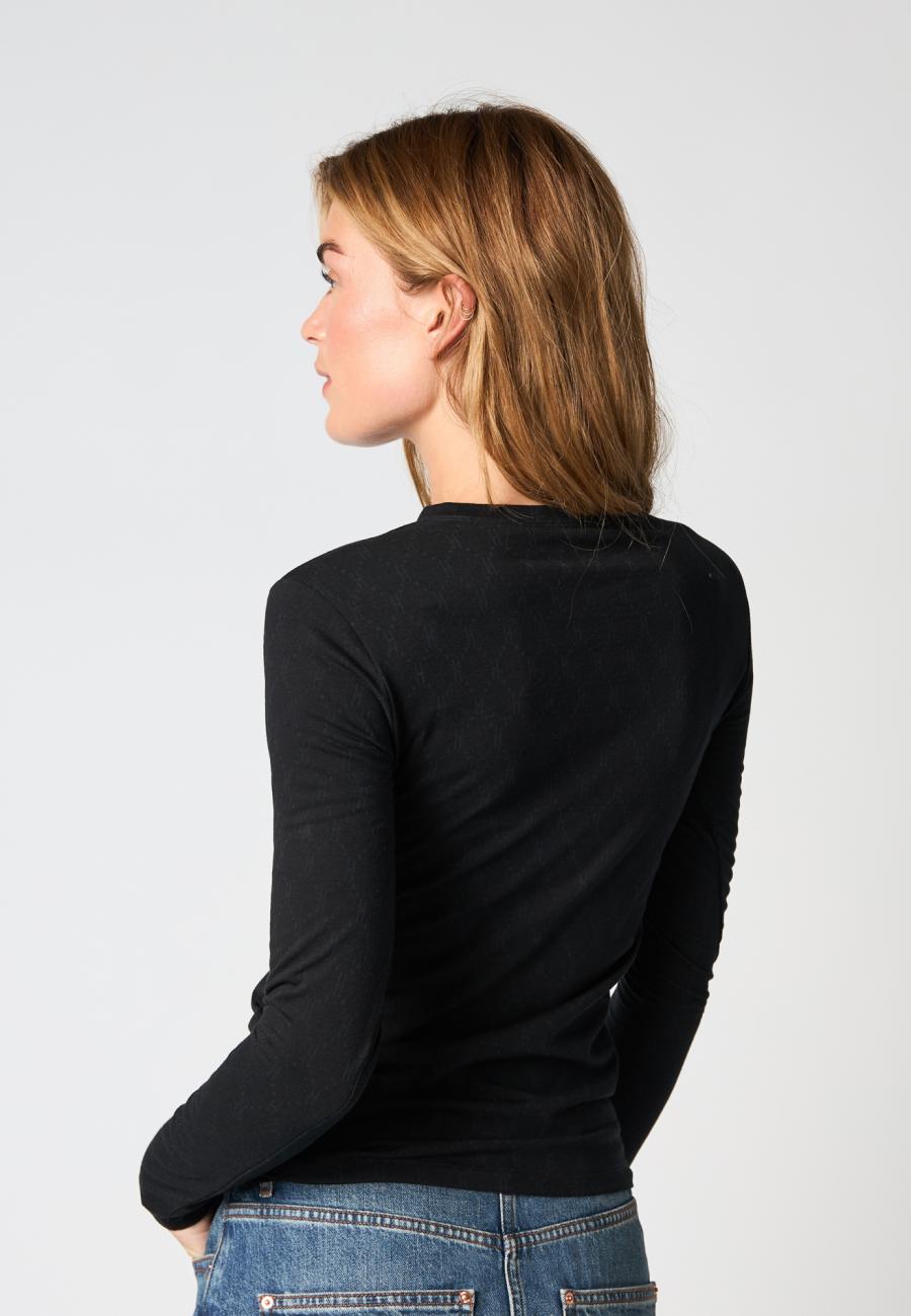 Logo Burn-out Blouse - Black -Hype the Detail
