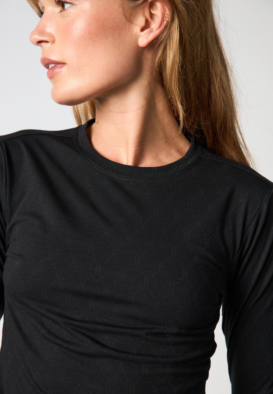 Logo Burn-out Blouse - Black -Hype the Detail