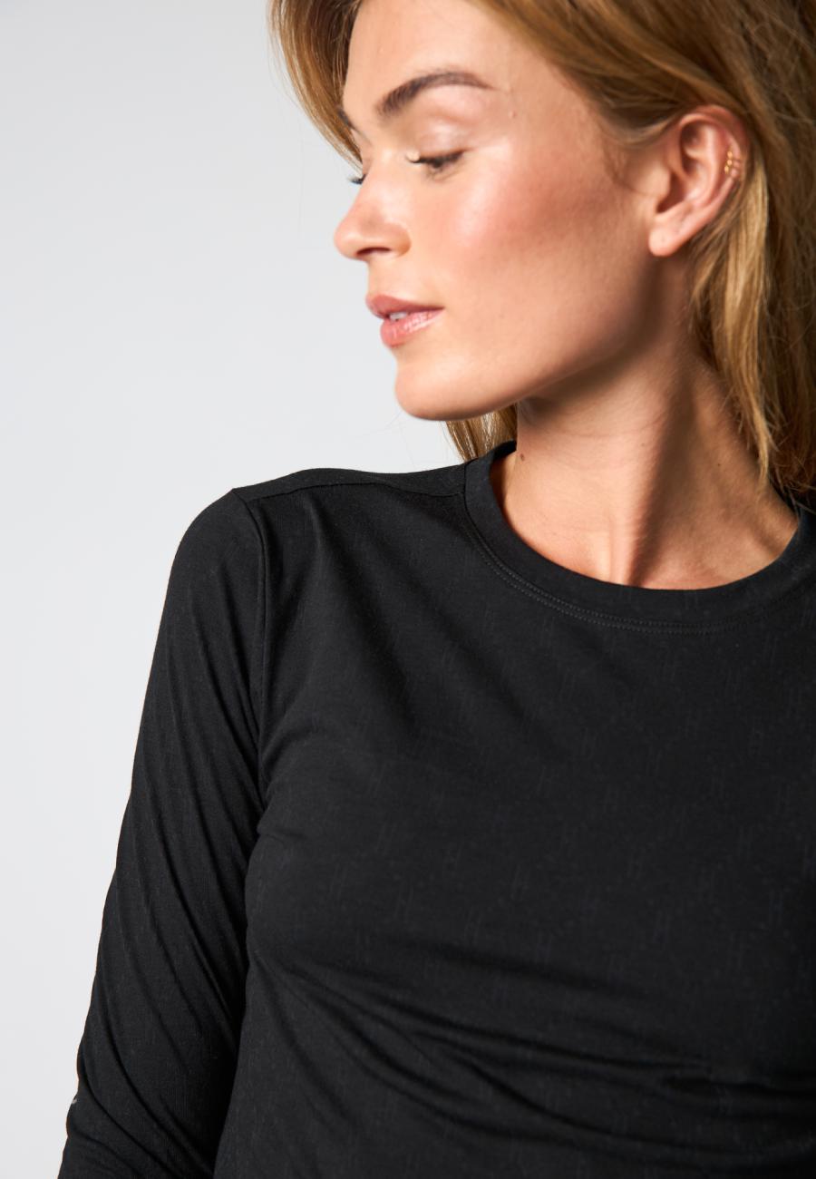 Logo Burn-out Blouse - Black -Hype the Detail