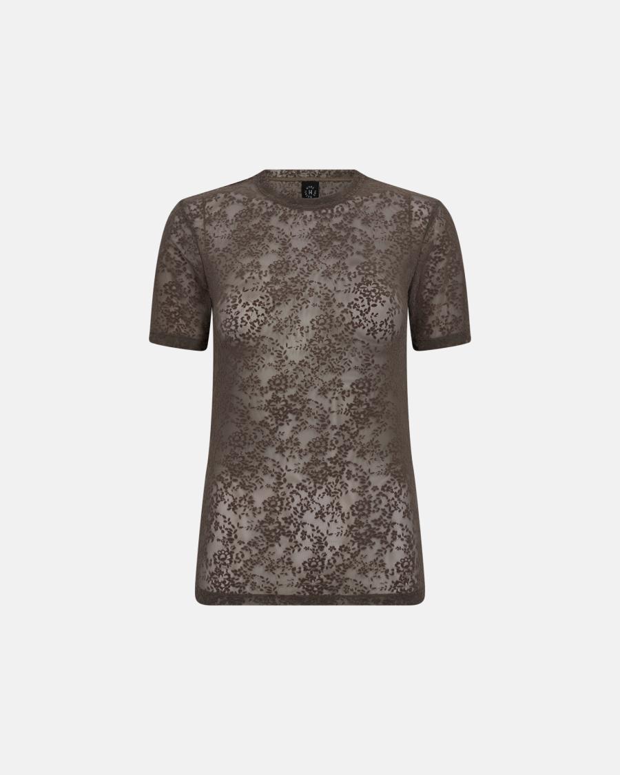 Lace Slimfit T-Shirt - Brown -Hype the Detail