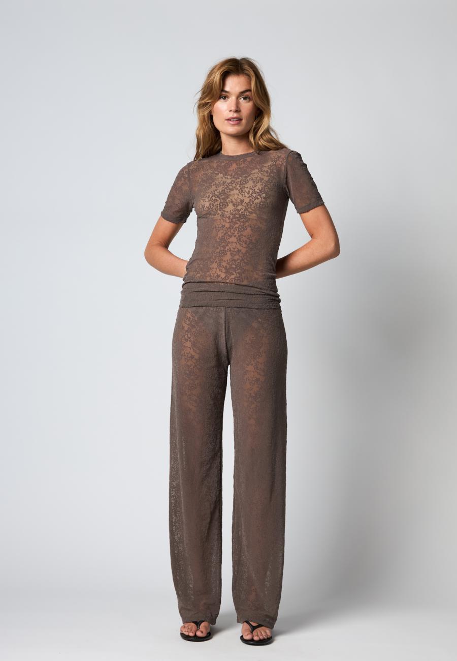 Lace Slimfit T-Shirt - Brown -Hype the Detail