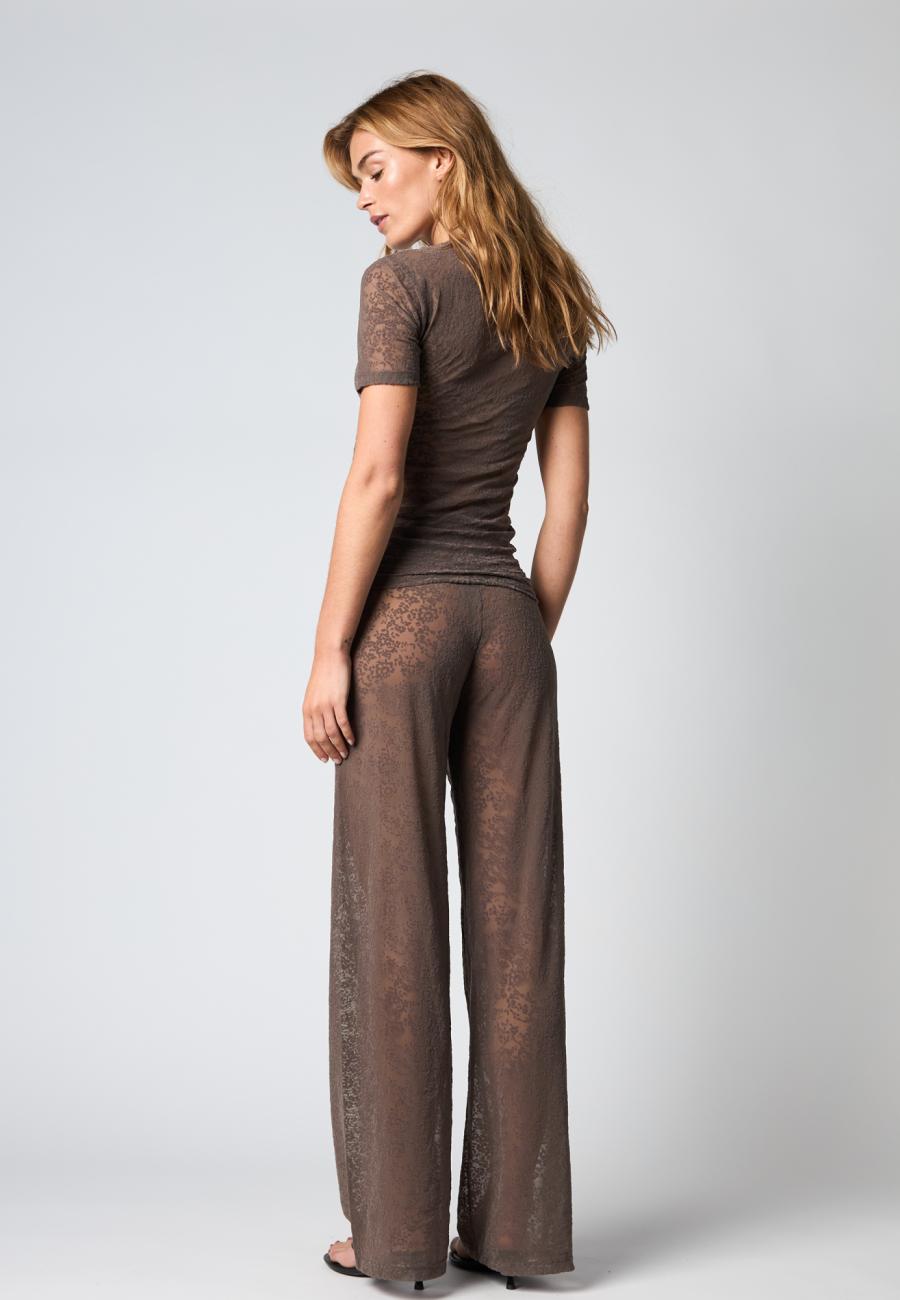 Lace Slimfit T-Shirt - Brown -Hype the Detail