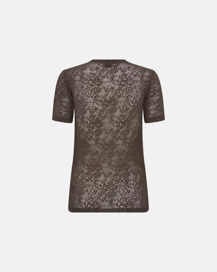 Lace Slimfit T-Shirt - Brown -Hype the Detail