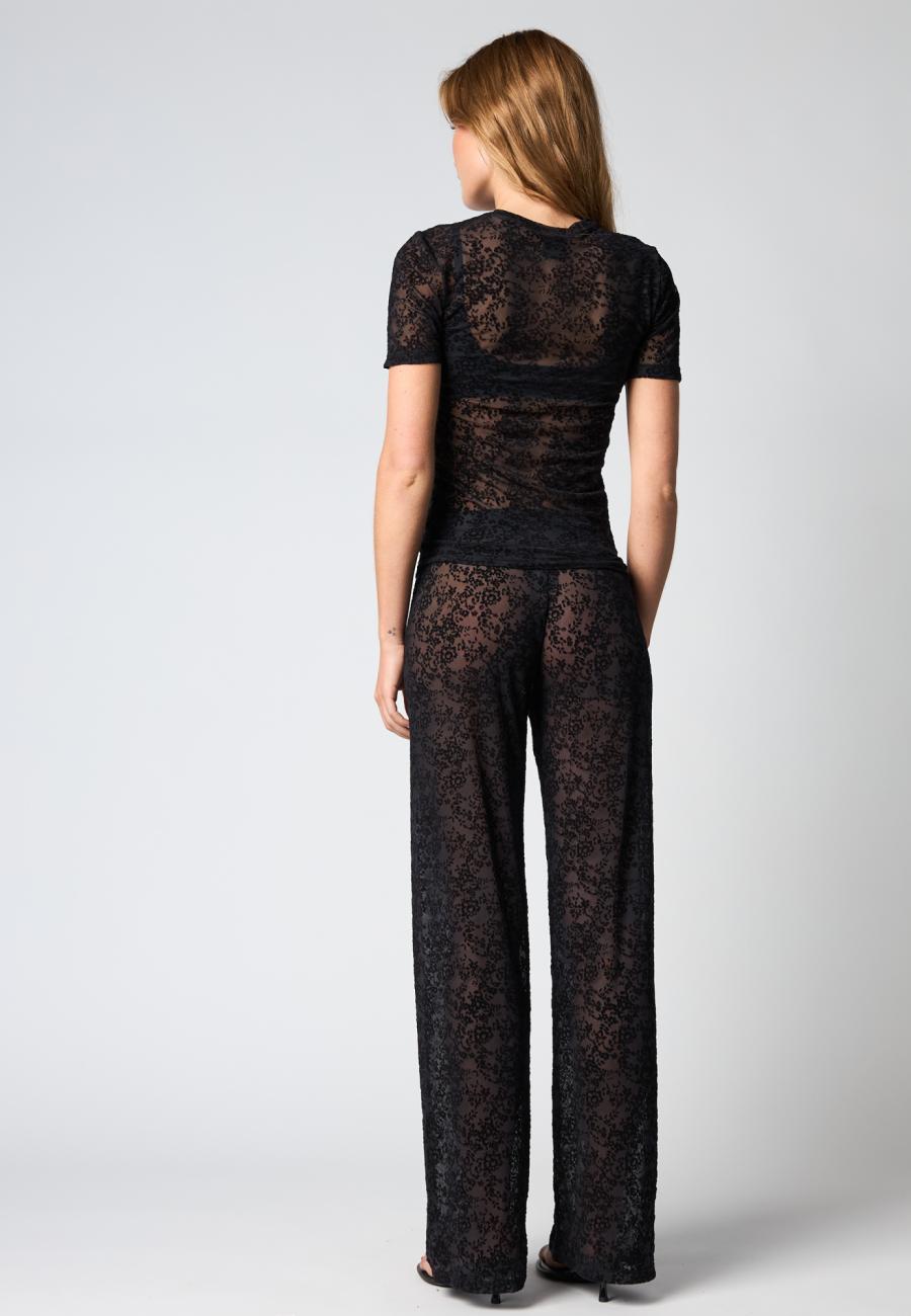 Lace Slimfit T-Shirt - Black -Hype the Detail