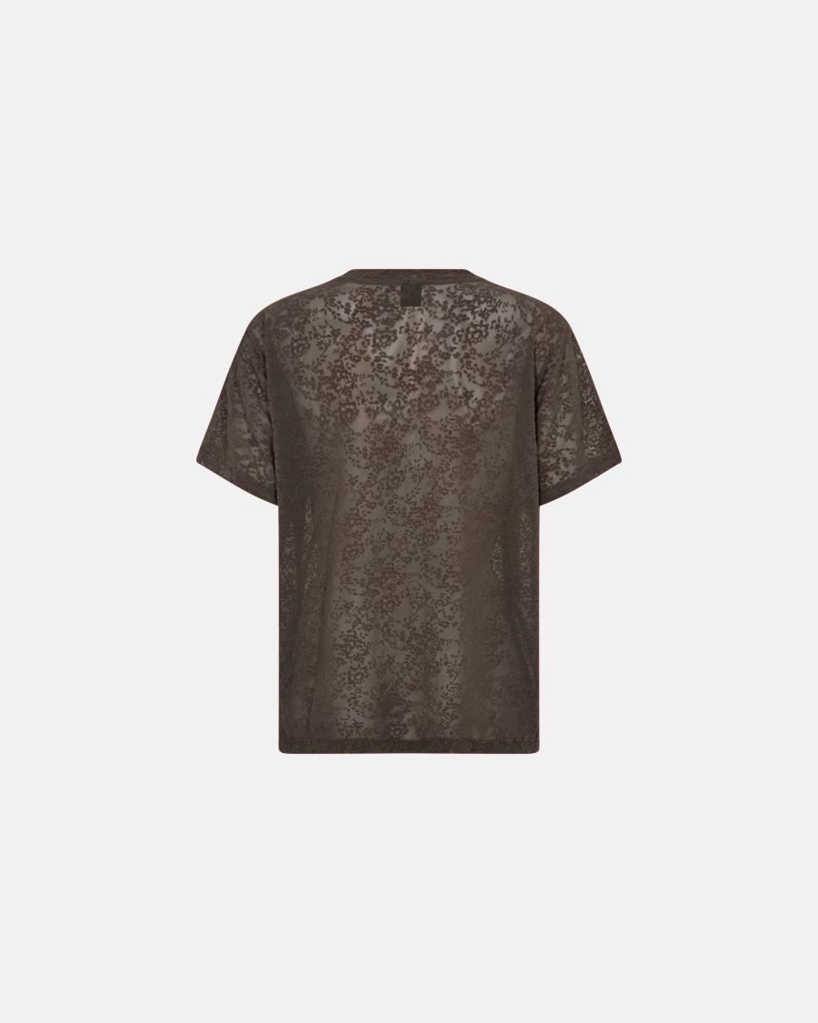 Lace Oversized T-Shirt - Brown -Hype the Detail