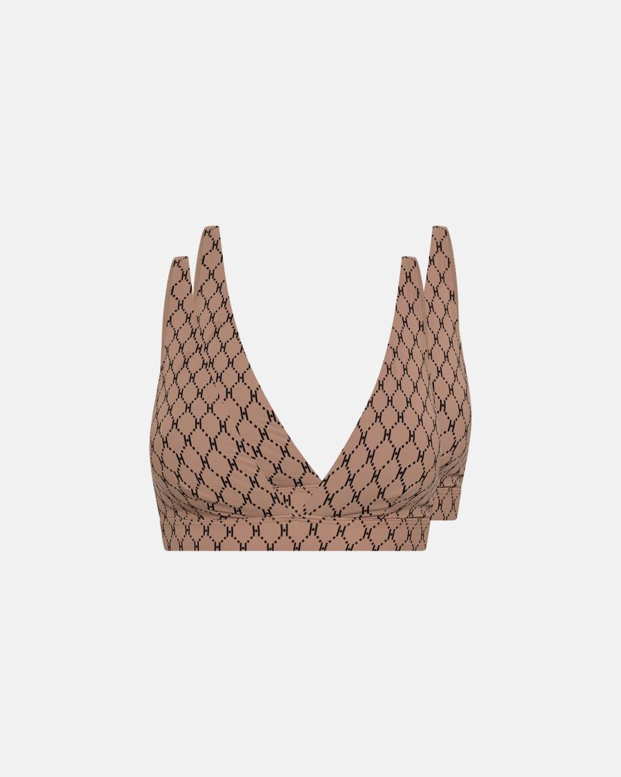 Logo Soft Bra 2-Pack - Brown -Hype the Detail