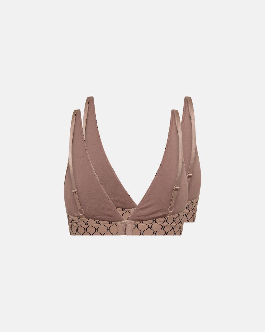 Logo Soft Bra 2-Pack - Brown -Hype the Detail