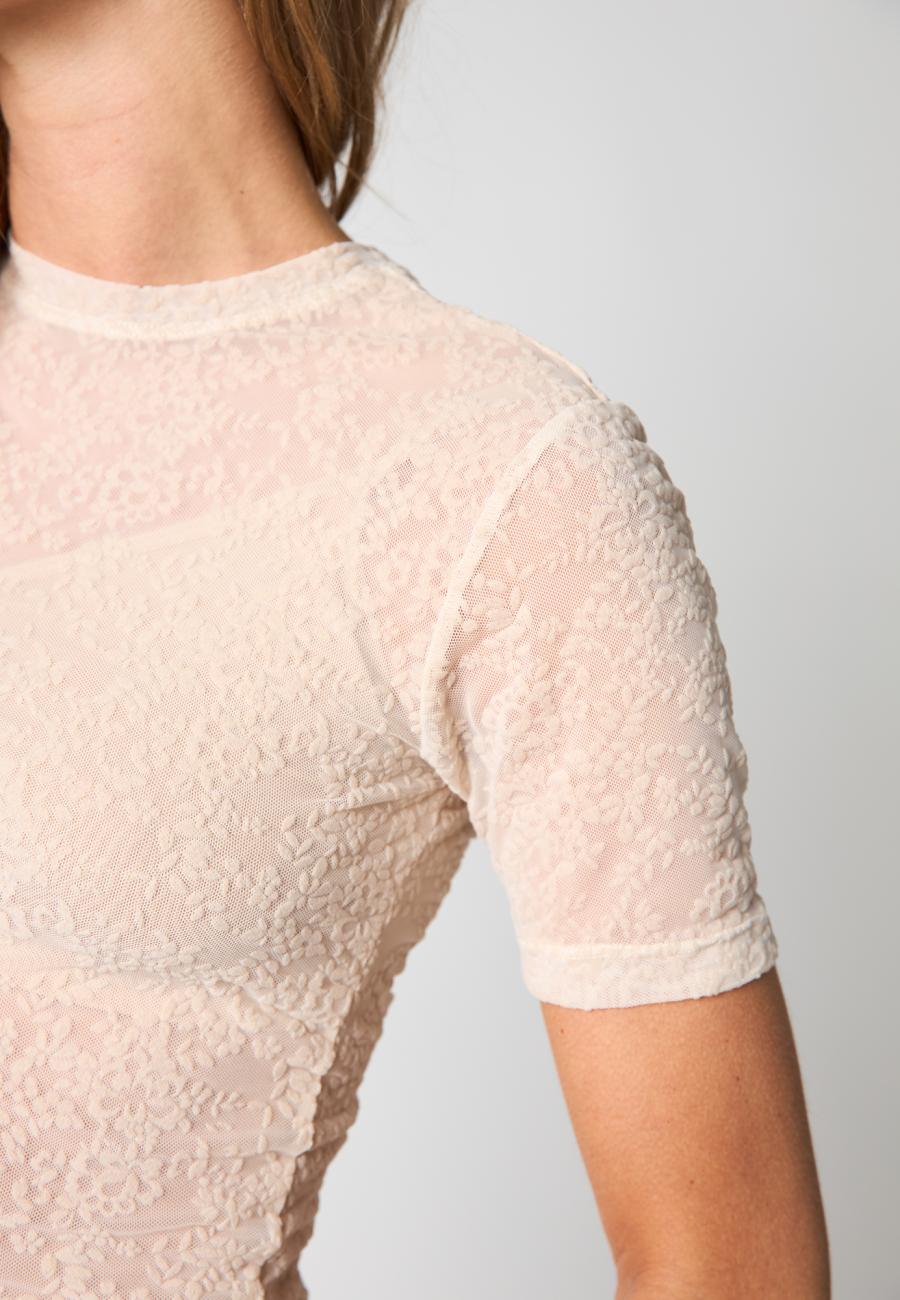 Lace Slimfit T-Shirt - Powder -Hype the Detail