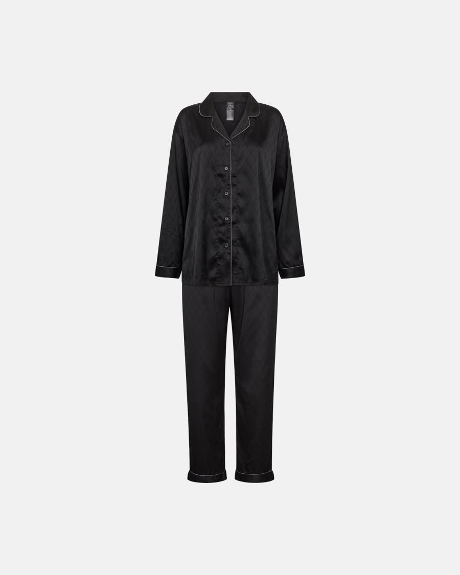 Logo Satin Pyjamas - Black -Hype the Detail