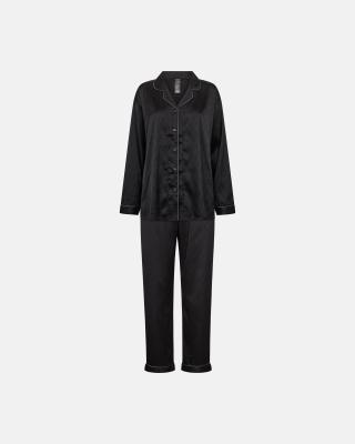Logo Satin Pyjamas - Black