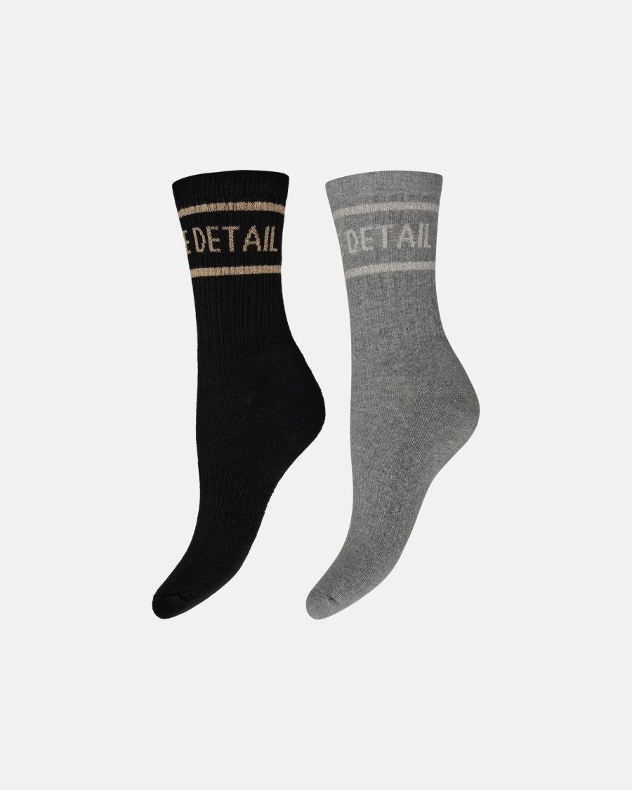 Logo Socks 2-Pack - Black &amp; Grey -Hype the Detail