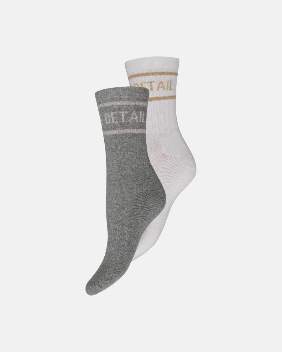 Logo Socks 2-Pack - Grey &amp; White -Hype the Detail