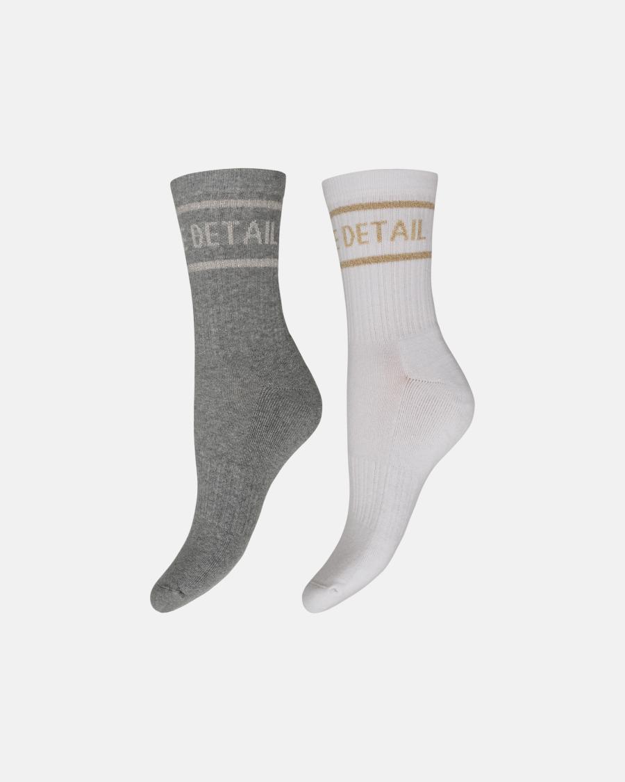 Logo Socks 2-Pack - Grey &amp; White -Hype the Detail