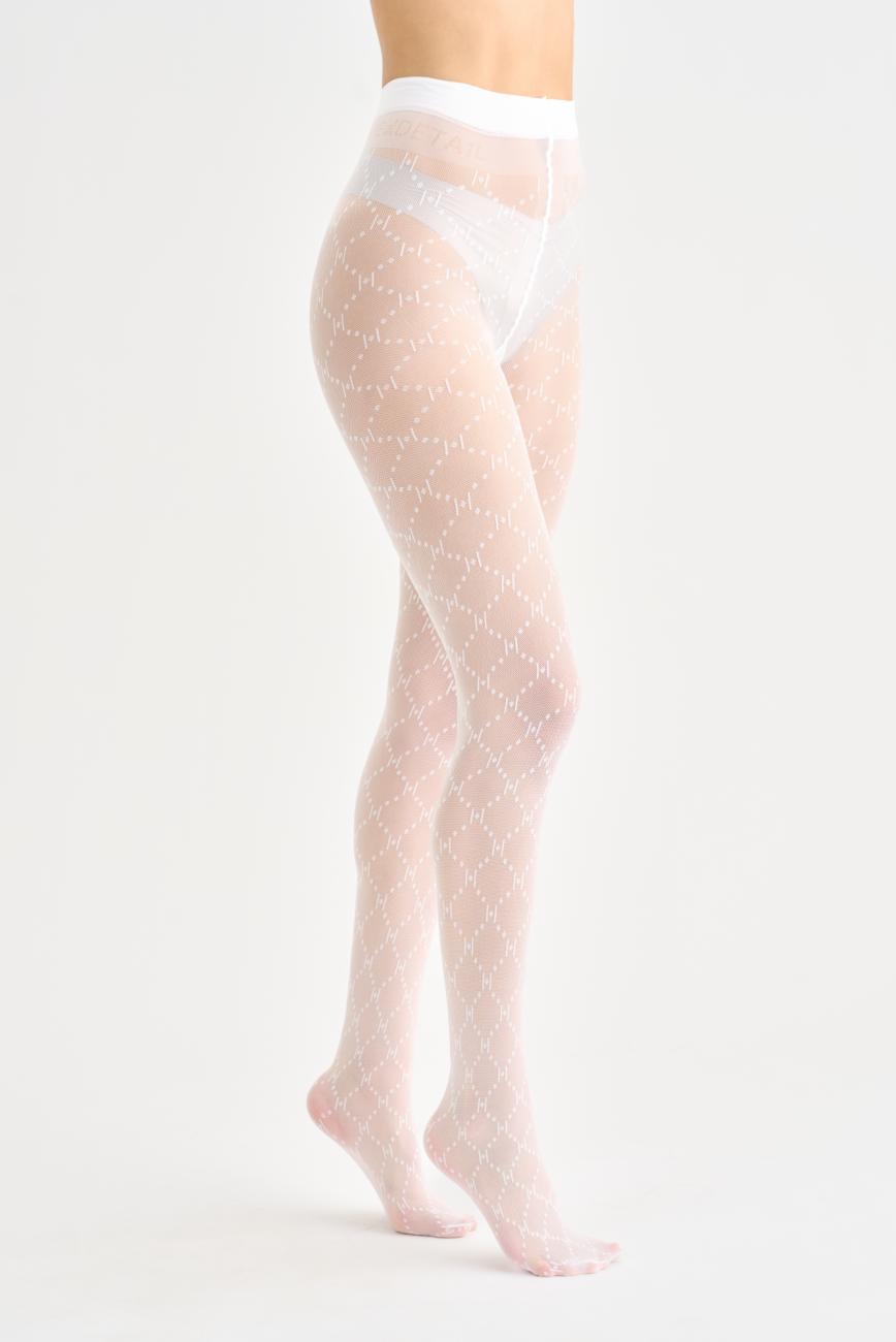 Logo Tight 25 Denier - White/White -Hype the Detail