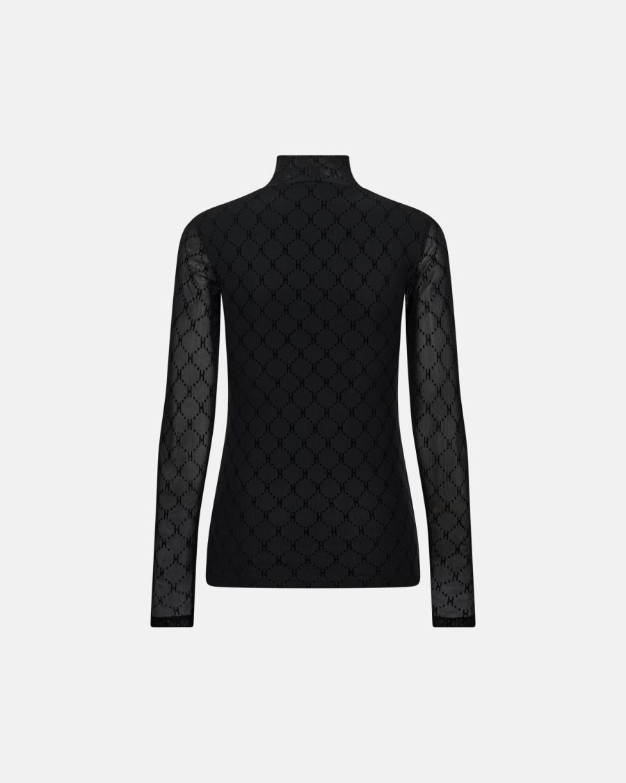 Logo Mesh Blouse - Black -Hype the Detail