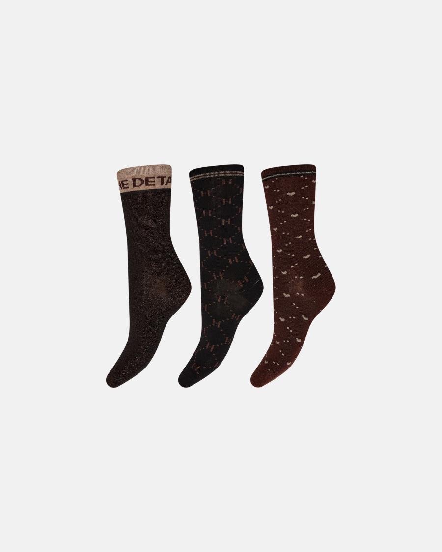 Glitter Socks 3-Pack - Black, Brown -Hype the Detail