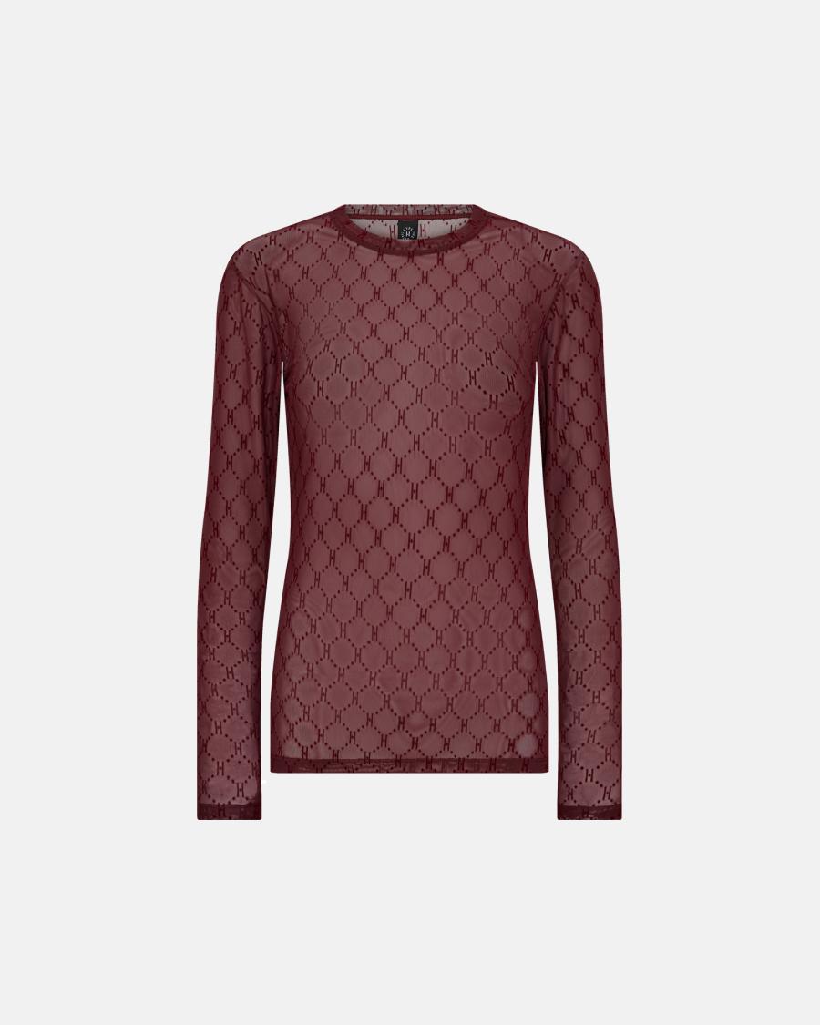 Logo Mesh Blouse - Red