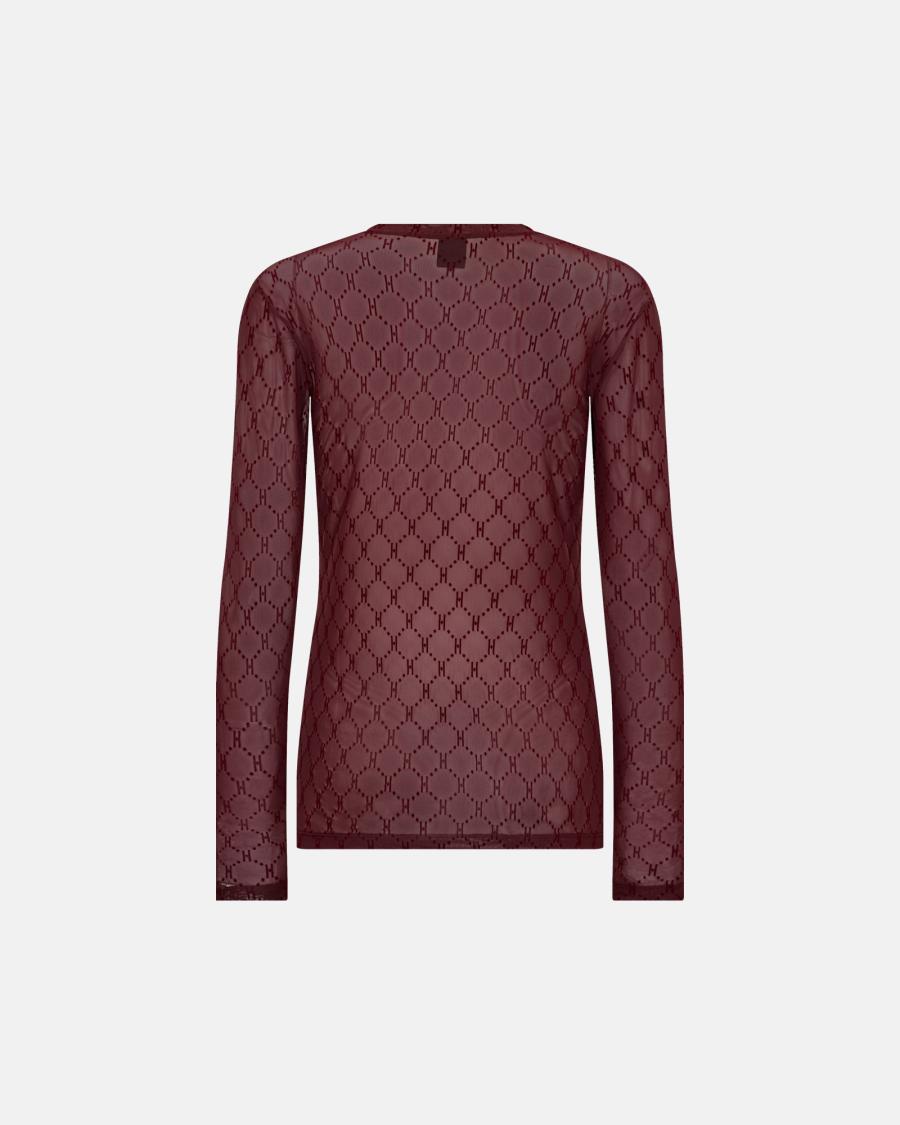 Logo Mesh Blouse - Red
