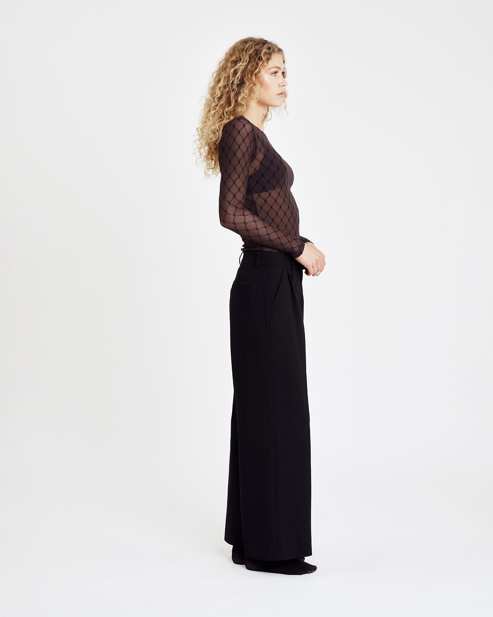 Logo Mesh Blouse - Brown
