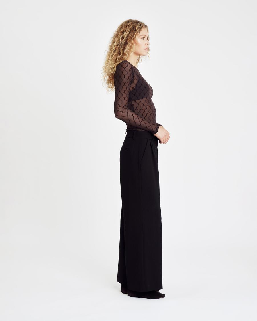 Logo Mesh Blouse - Brown