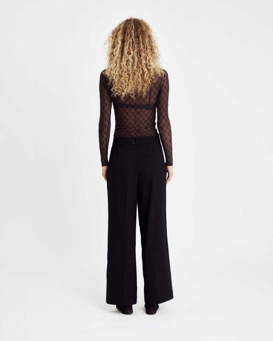 Logo Mesh Blouse - Brown