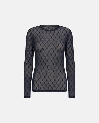 Logo Mesh Blouse - Navy -Hype the Detail