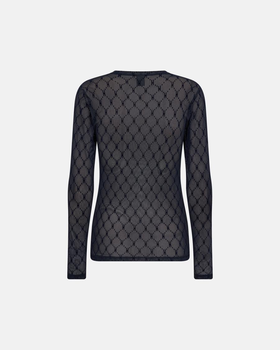 Logo Mesh Blouse - Navy -Hype the Detail