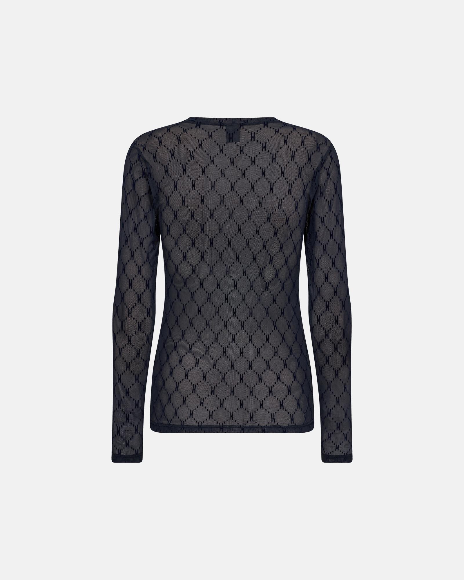 Logo Mesh Blouse - Navy