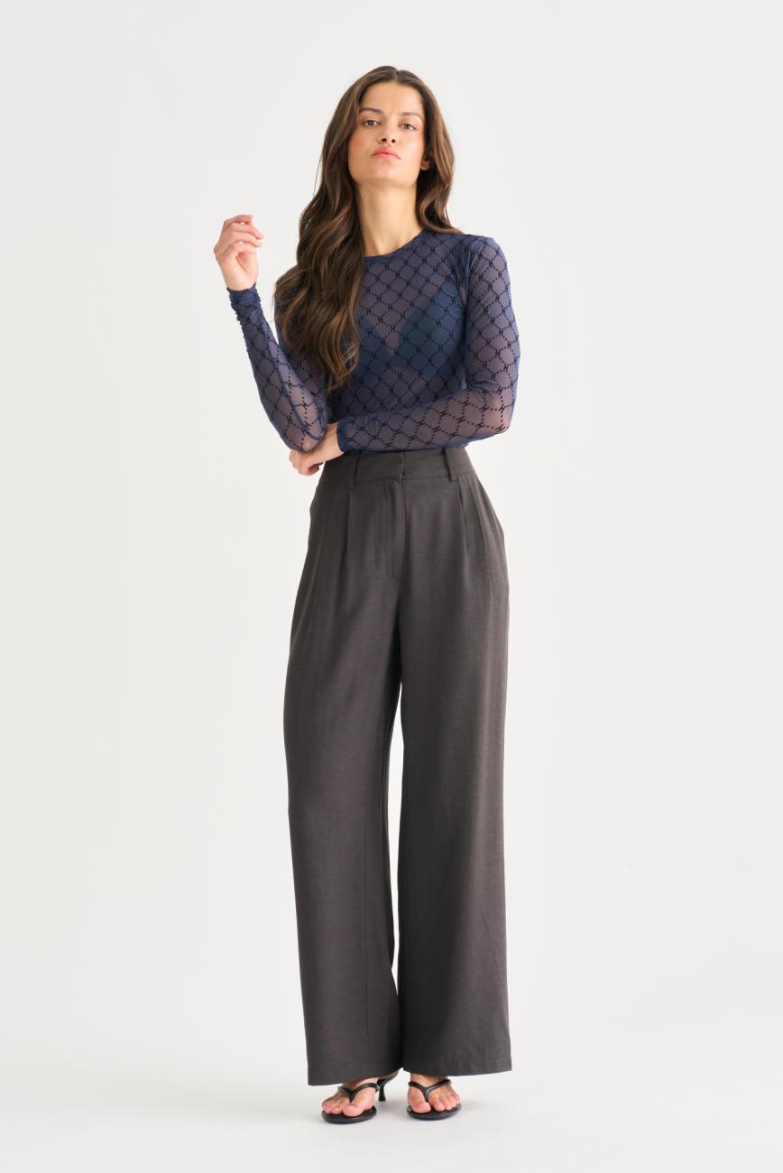 Logo Mesh Blouse - Navy -Hype the Detail