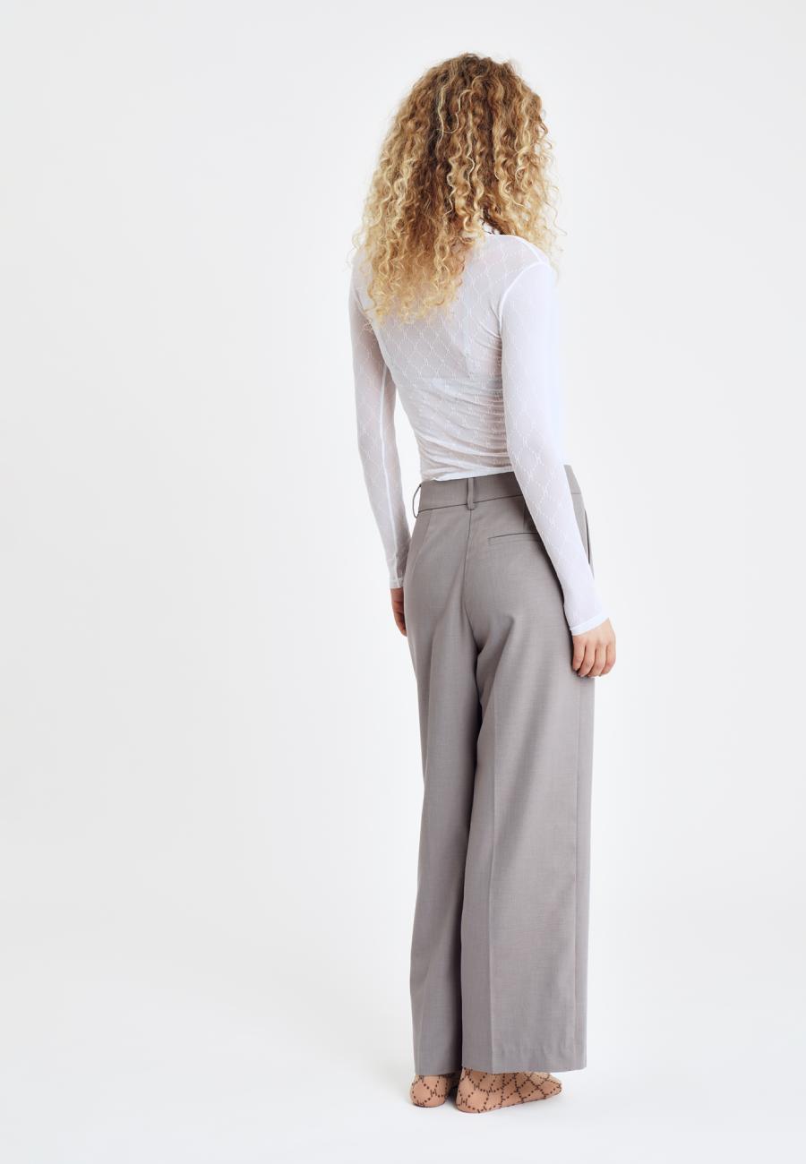 Logo Mesh Blouse - White -Hype the Detail